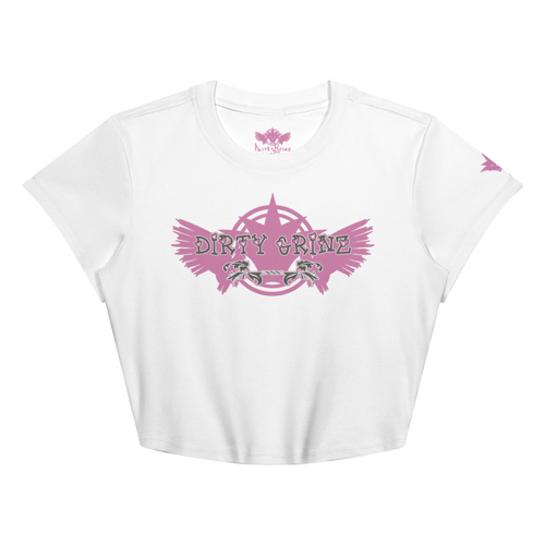 DG Girl Flight 1 Y2K cropped baby tee in white