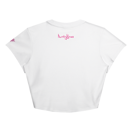 DG Girl Flight 1 Y2K cropped baby tee in white
